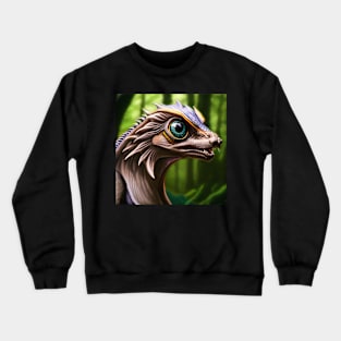 Brown Scaled Jungle Dragon with Big Green Eyes Crewneck Sweatshirt